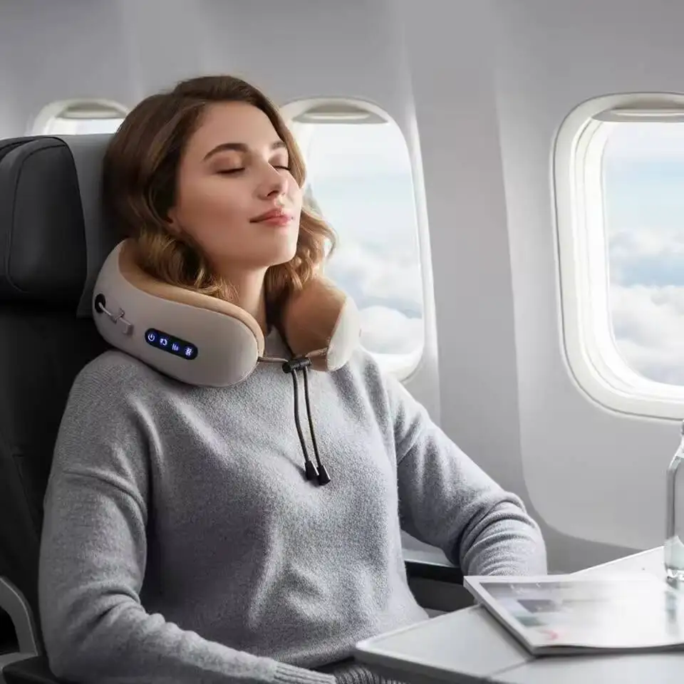 Portable Electric Neck Massage Pillow Memory Foam U-Shaped with 3D Kneading Technology Perfect for Travel Office Home Outdoor