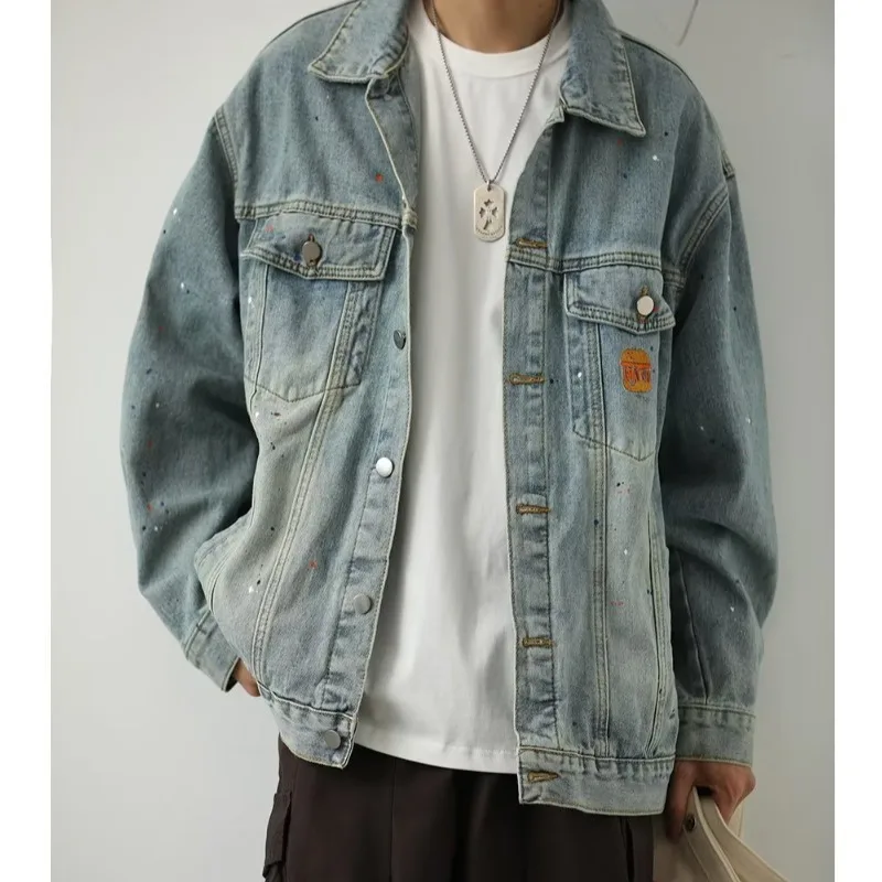 

Fall Winter Large Size Men's Denim Jaet Casual Streetwear Youth Brand Bae Jaet Loose Fit Color Blo No Ironing Required