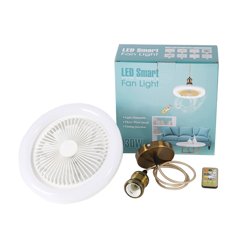 LED Ceiling Fan Light 30W Multi-function Modern Lamp Bedroom Balcony Kitchen Ceiling Lights with Fan AC85-265V Ventilator Lamp