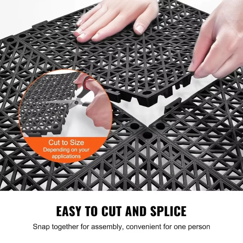 

Interlocking Tile 50PCS Black, For Non-Slip Drainage Holes for Restroom, Bathroom, Kitchen, Pool, Wet Areas Tile Carpet