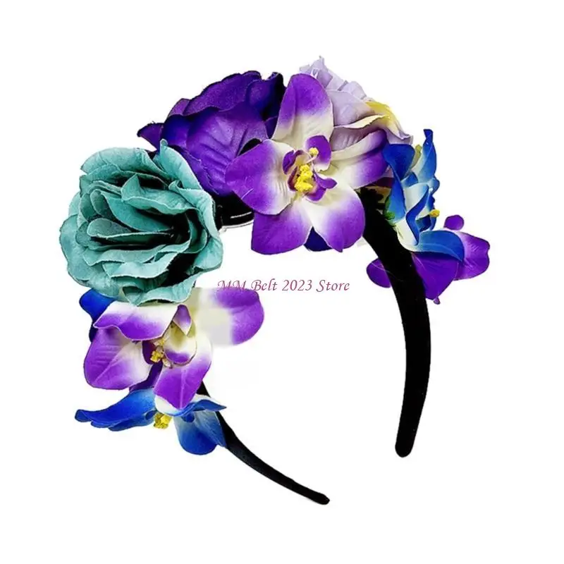 

49ME Bridal Shower Flower Headband Women Wedding Hairhoop Universal Garland Hairband for Girls Female Summer-Beach Headpiece
