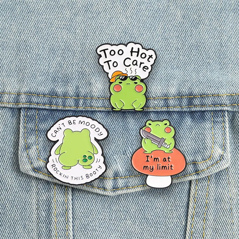Funny Frog Meme Enamel Pins Sassy Quotes Mushroom Brooch I'm At My Limit Badges Animal Jewelry Gift for Friends