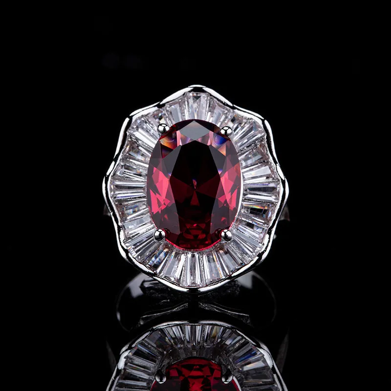 

Классические ретро-цветочные кольца с красными драгоценными камнями для женщин, модные и высококачественные легкие роскошные подвески, кольцо для банкета, свадебные украшения, подарок