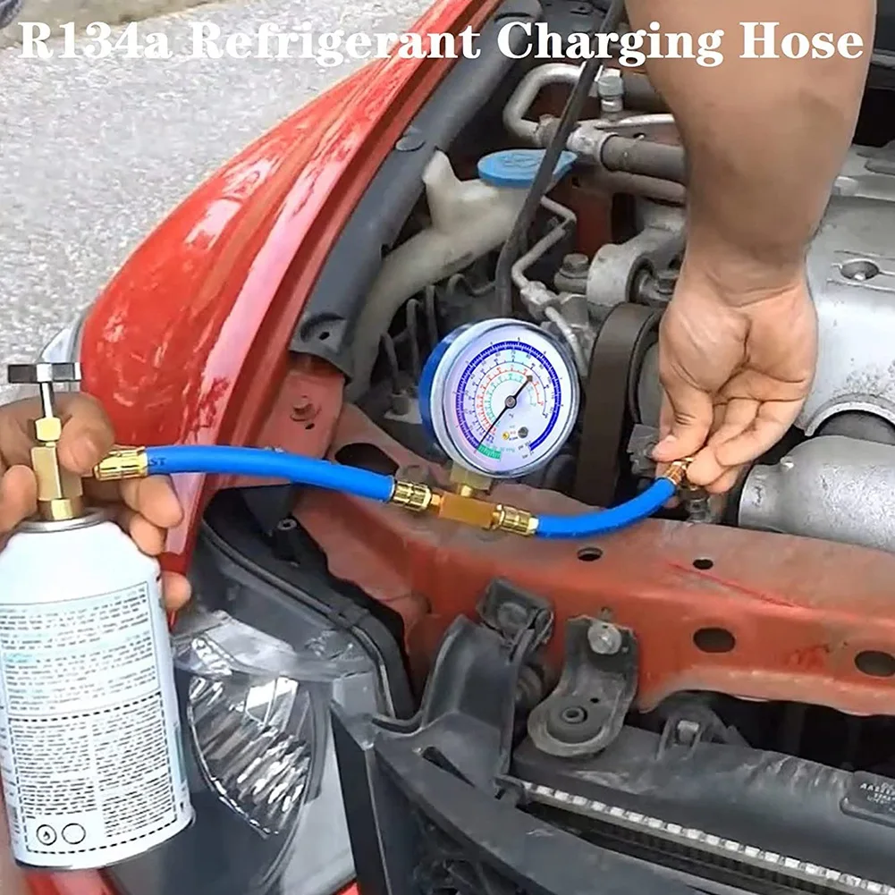 خرطوم إعادة شحن فريون الثلاجة مع عدة مقاييس ، صمام صنبور ثقب BPV31 لنظام التبريد C ، R134A R12 R22