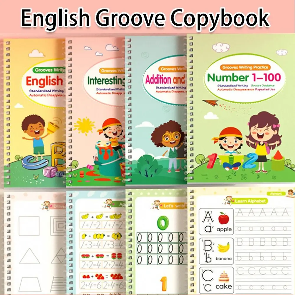 كتاب الأخدود الإنجليزي المحمول للأطفال كتاب تدريب القلم التحكم متعدد الوظائف كتاب الخط الإنجليزي