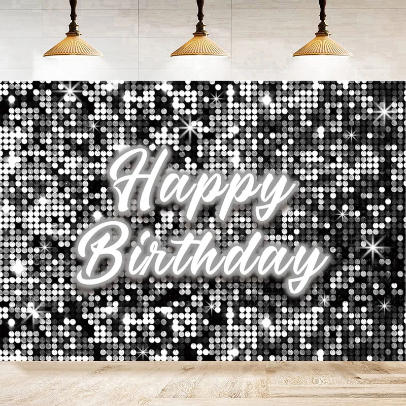 Sliver Glitter Photography Backdrop For Child Kid Portrait Background For Photo Studio Happy Birthday Party Decoration Poster