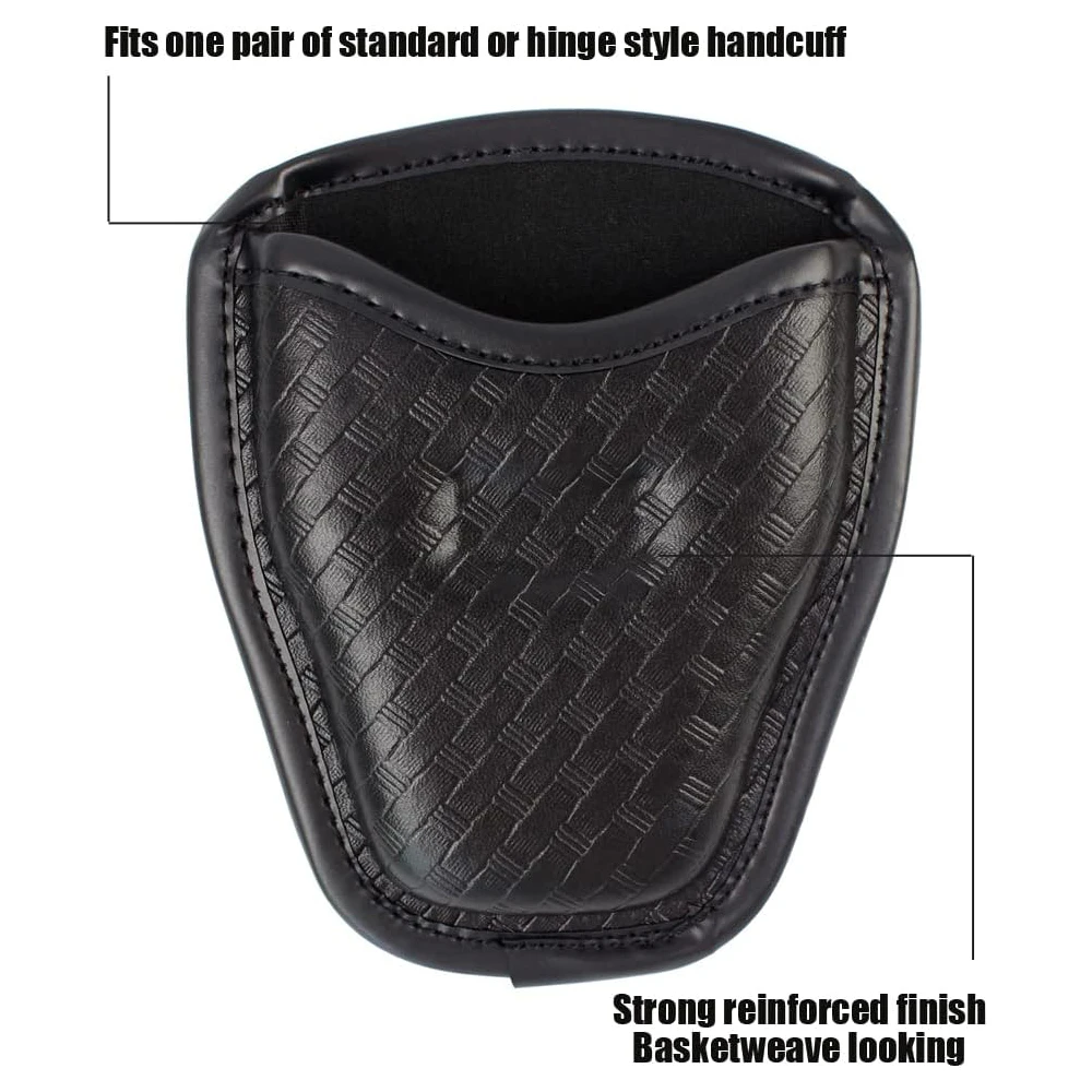 Tactical Handcuff Case for Duty Belt,1680D Nylon/Leather-like, Rotatable & Layered Security Holster (9 Styles), Cuff Case Pouch