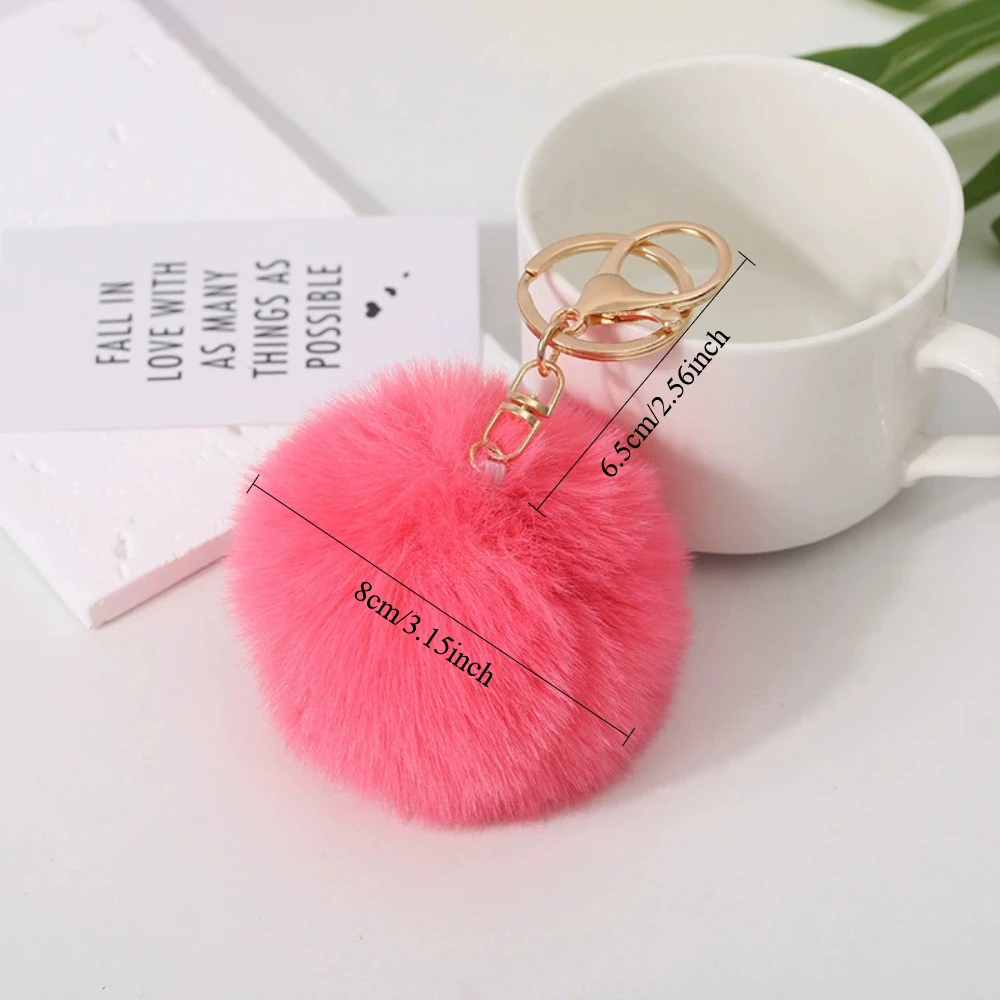 Flauschiger Kugel-Anhänger, Schlüsselanhänger, künstliches Fell, Bommel, niedliche Bonbonfarben, Schlüsselanhänger, Charms, Schmuck, Schlüsselanhänger, Ring für Frauen, Tasche, Geschenk – Detail 5