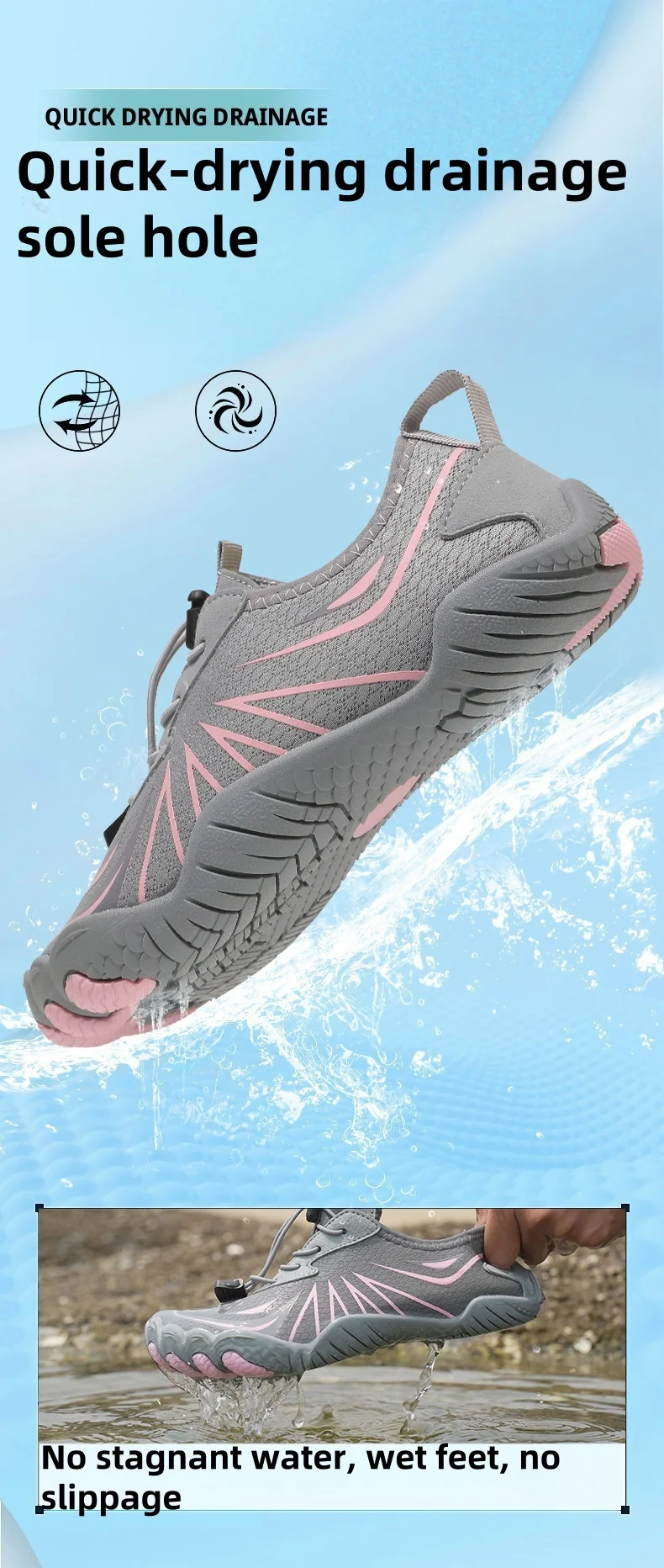 Summer New Quick-Drying Non-Slip Water Shoes For Men And Women Couples, Can Be Used For Outdoor Beach And Indoor Fitness