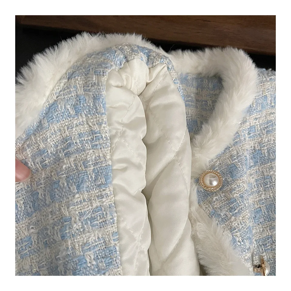 Kinderbekleidungssets Tweed-Duftanzug Fleece-Mantel + Plissierter Rock 2-teiliges Set Baby-Mädchenkleidung Kinderkleidung 2 bis 7 Jahre – Detail 9