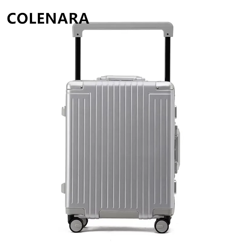 COLENARA 24"New Luggage PC Aluminum Frame Trolley Case 26 Inches Cart Type Travel Bag Men's Password Box Business Suitcase