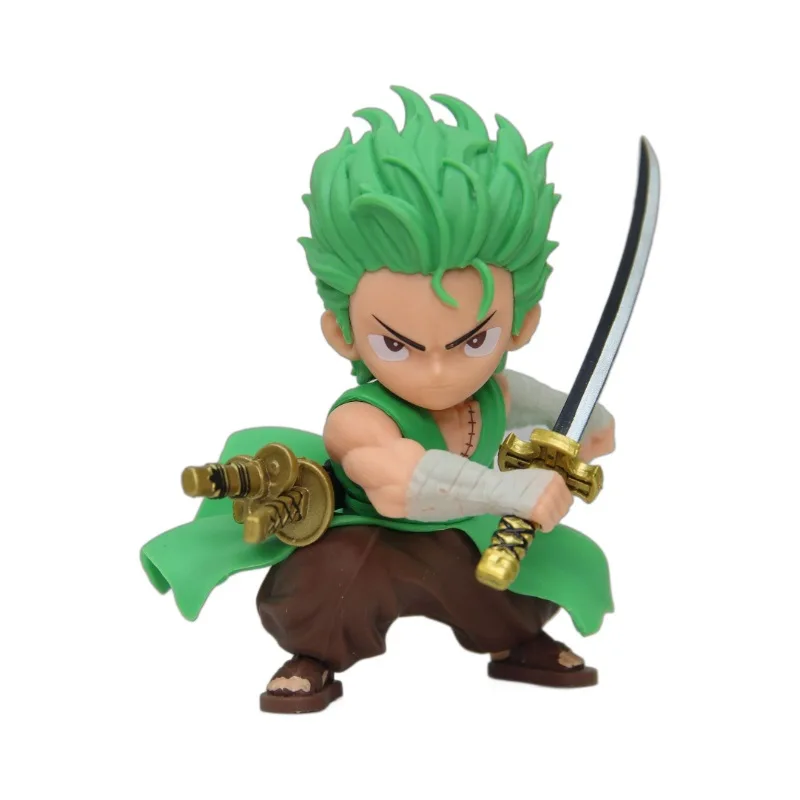 One Piece Figuras Anime para Crianças, Figuras de Ação Zoro Roronoa, Caixa Anfitriã do Computador, Carro Montado Ornamentos, Modelo de Boneca Brinquedos, Versão Q, Presentes