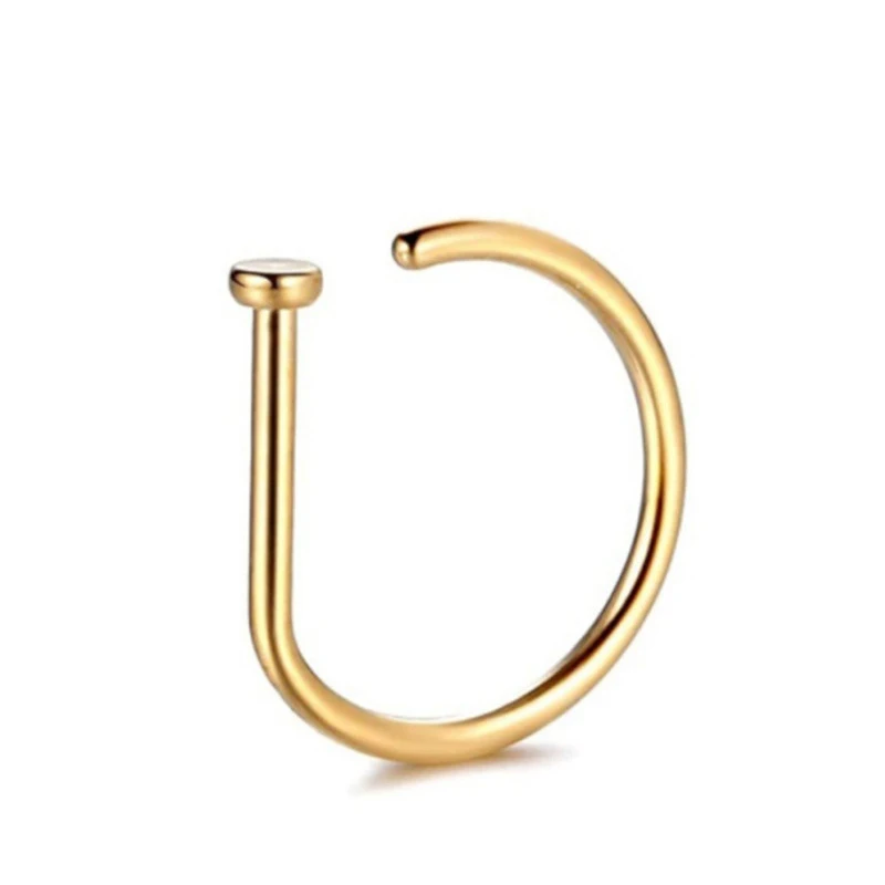 곡선 바벨 가짜 코 피어싱 D 모양의 Tragus 헬릭스 스터드 귀걸이 후프 Septum 링 스테인레스 스틸 콧 구멍 바디 쥬얼리
