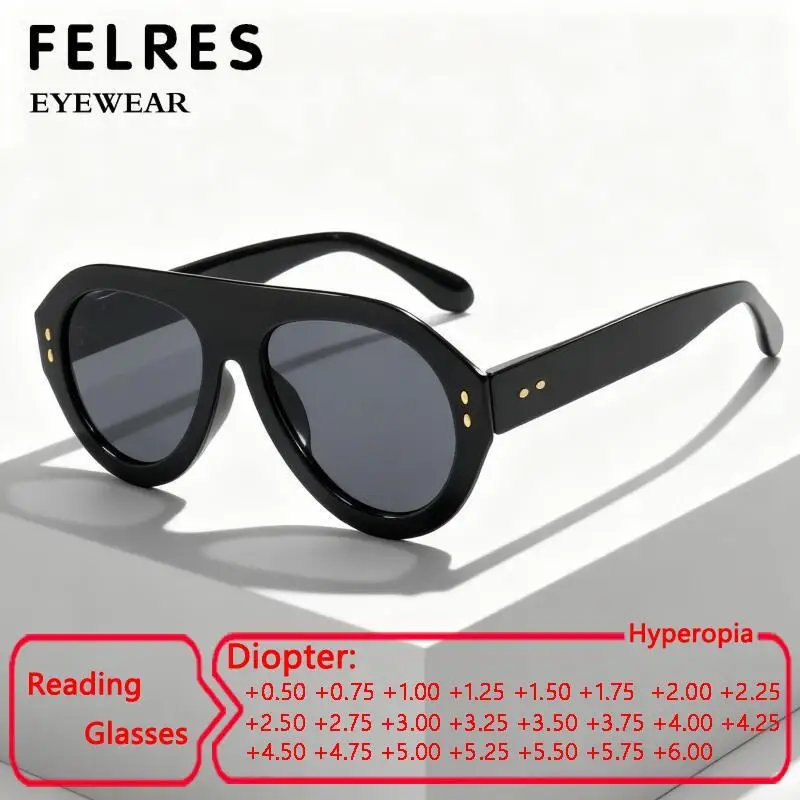 

Oversized Pilot Reading Sunglasses Men Women Brand Design Retro Oval Prescription Presbyopic Eyewear Outdoor Shade Sun Glasses