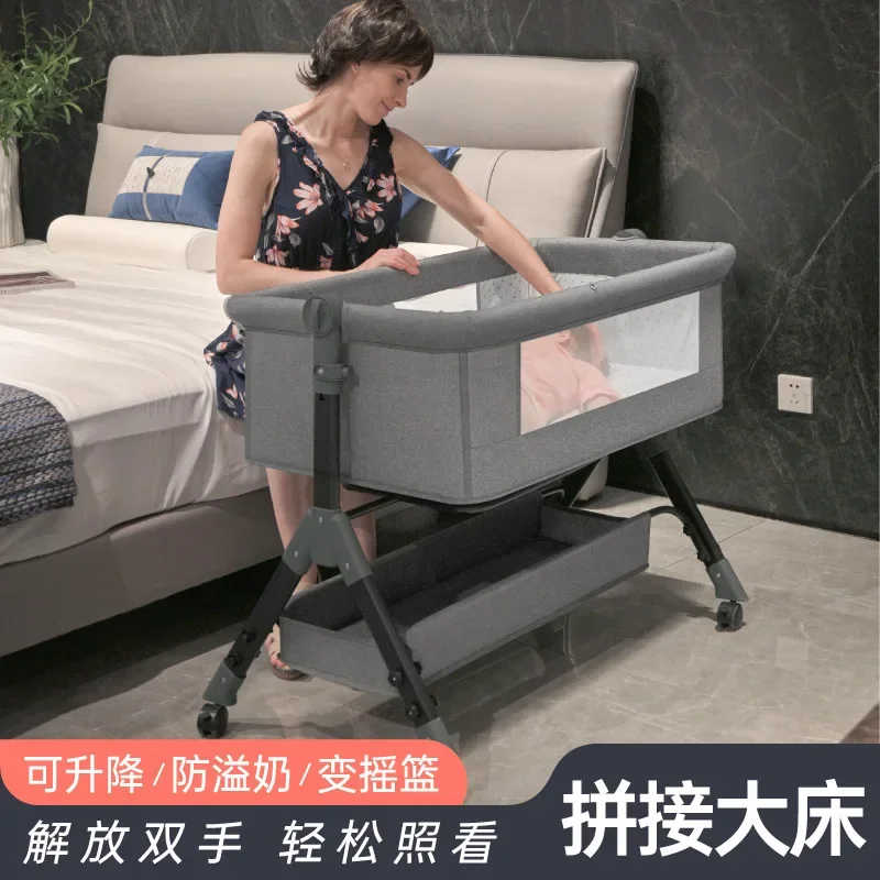 

Baby Bed Crib Multifunctional Splice Bed Removable Foldable Cradle Bed Newborn Bedside Bed Hot Selling Baby Bed