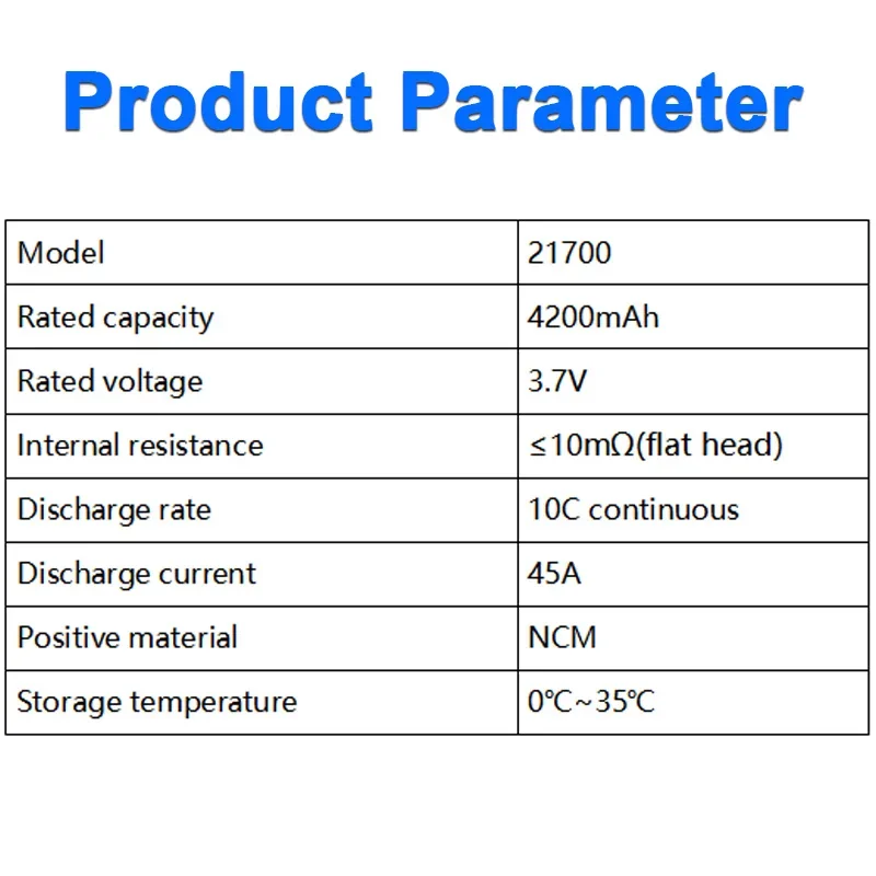 1 шт., литиевый аккумулятор 21700, низкая температура, 4200 мАч, высокая мощность, INR21700P42A10C, скорость разряда 45 А, для камеры, фонарика