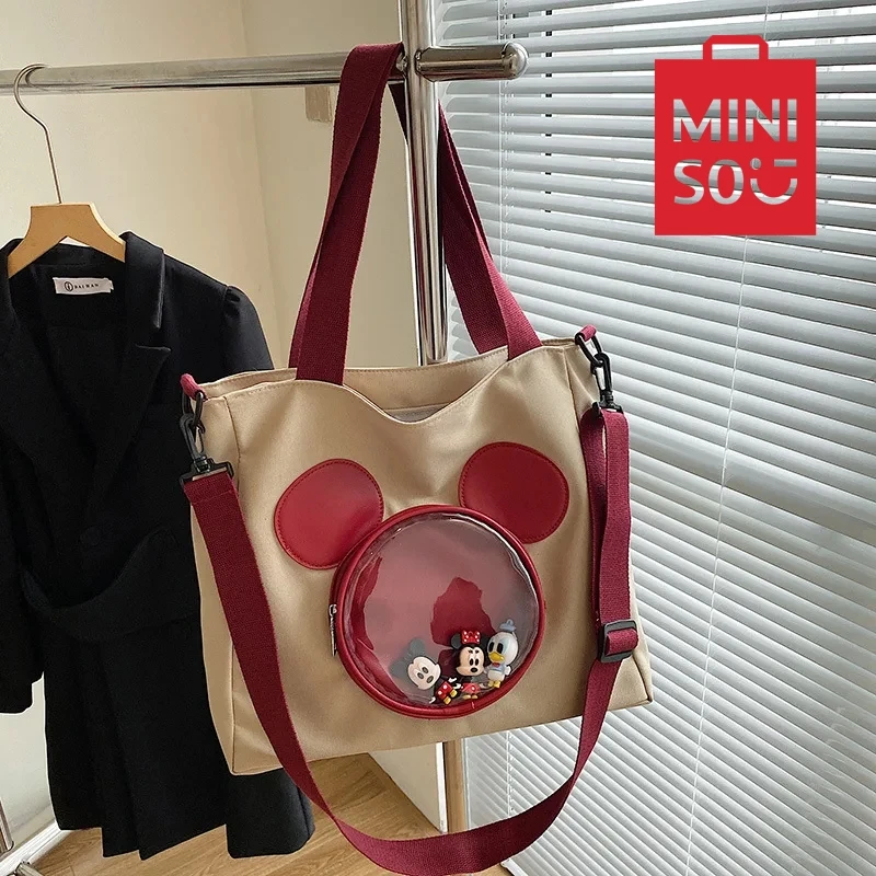 

32*36*11 см, модные холщовые сумки MINISO серии Disney, мультяшный принт, вместительная сумка через плечо для отдыха