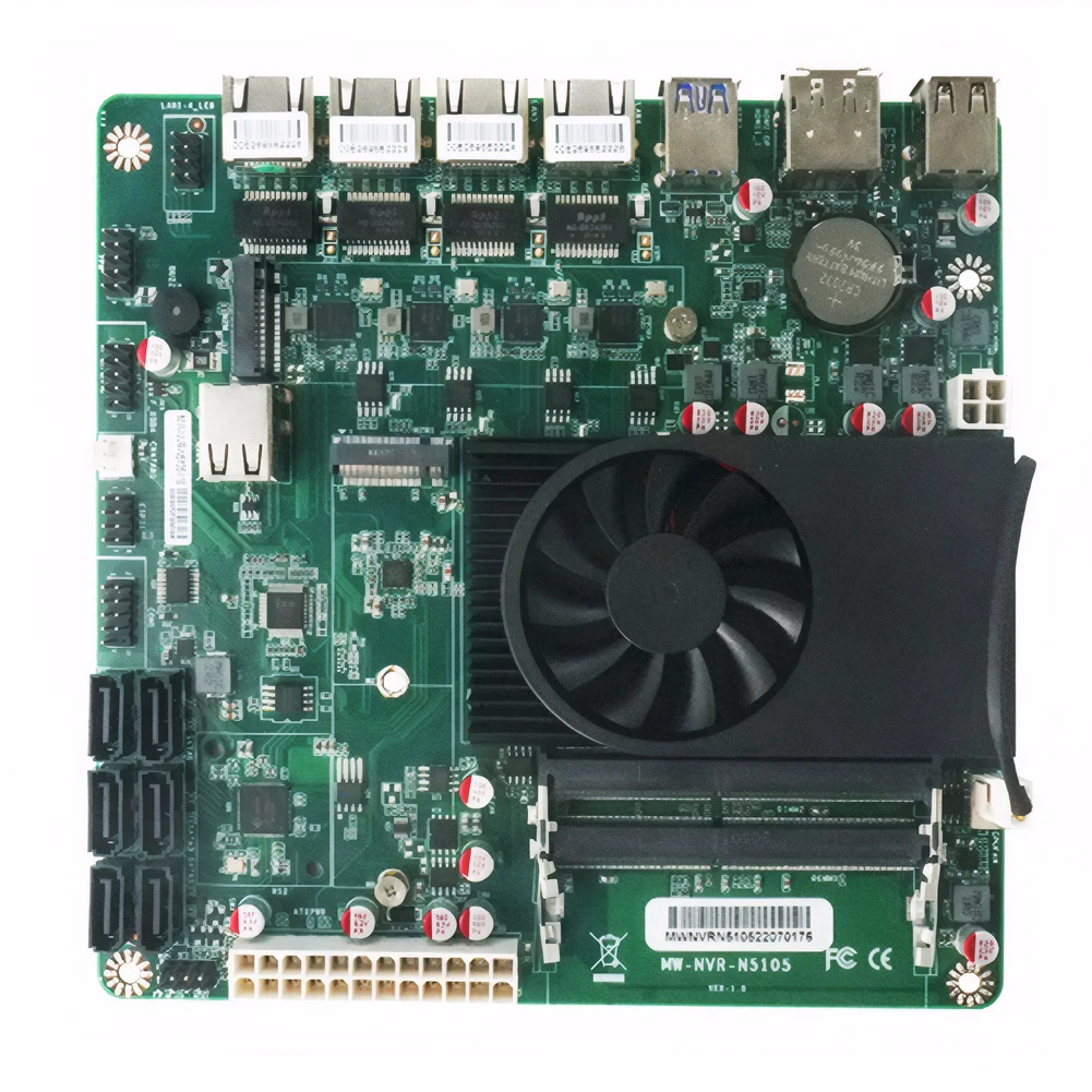 N5105 Industrial Motherboard 4 Cores 4 Threads Firewall Router Mainboard Low Power Processor 4x2.5G I225 Network 6xSATA 2*DDR4