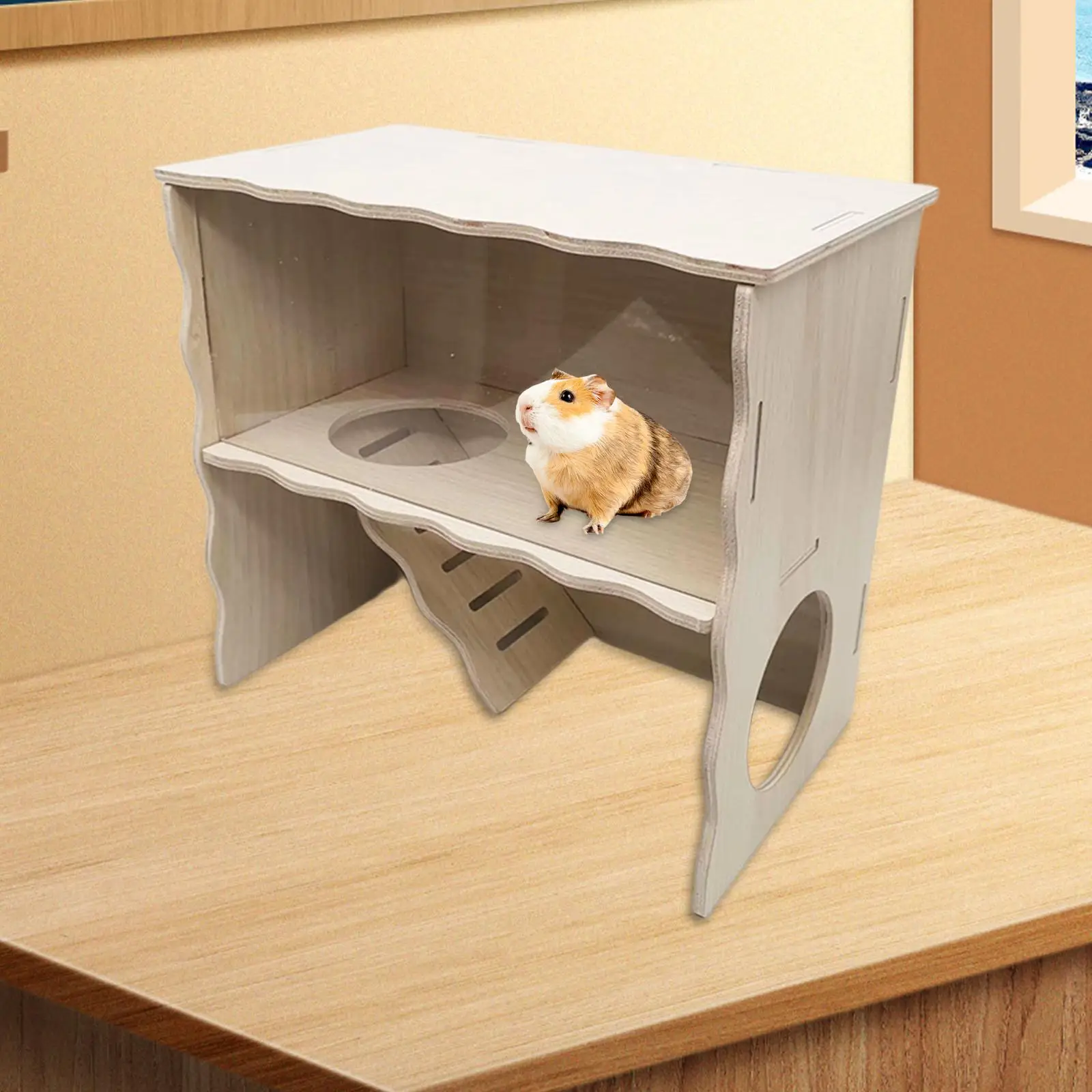 Wooden Guinea Pig House Pet Animal Hide Hideout Gerbils Chamber Hut Hamster Hideout Cage for Mice Hamster Gerbils Pet Tool