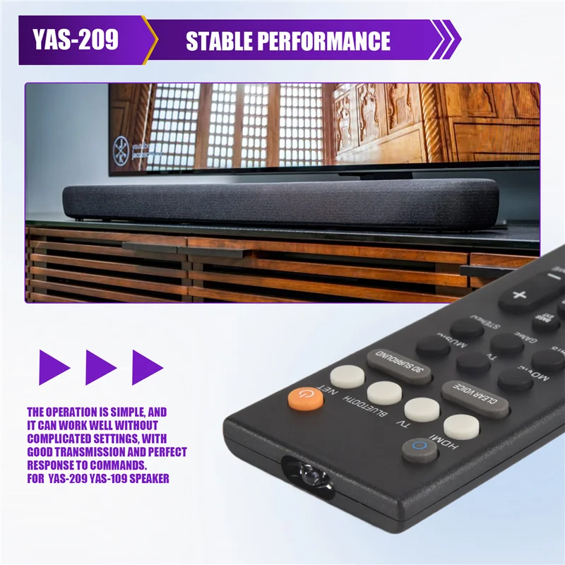 AB25-1 قطعة استبدال التحكم عن بعد لمكبر الصوت الجديد التحكم عن بعد ل YAS-209 YAS-109 لصوت جدار صدى