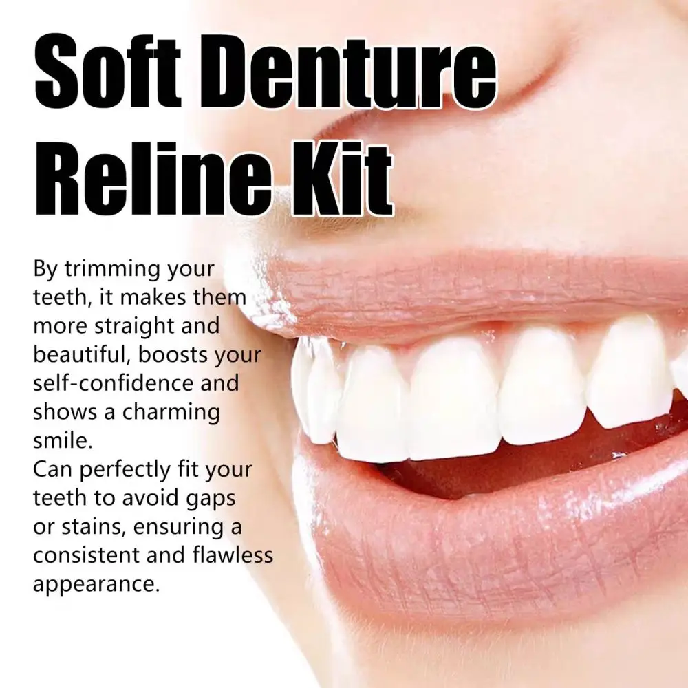 Soft Silicone Silicone Dentures Lifelike Natural Teeth Silicone Reline False Teeth Upper & Lower Dentures Comfortable Fit