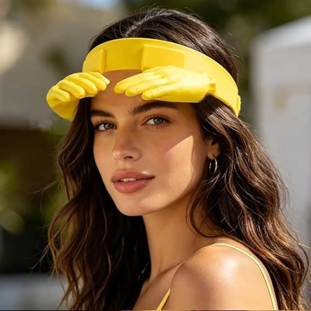 New Double-palm Sun Hat Adjustable UV Protection Outdoor 3D Printed Sun Cap Sunscreen Tools Party Decoration Hat