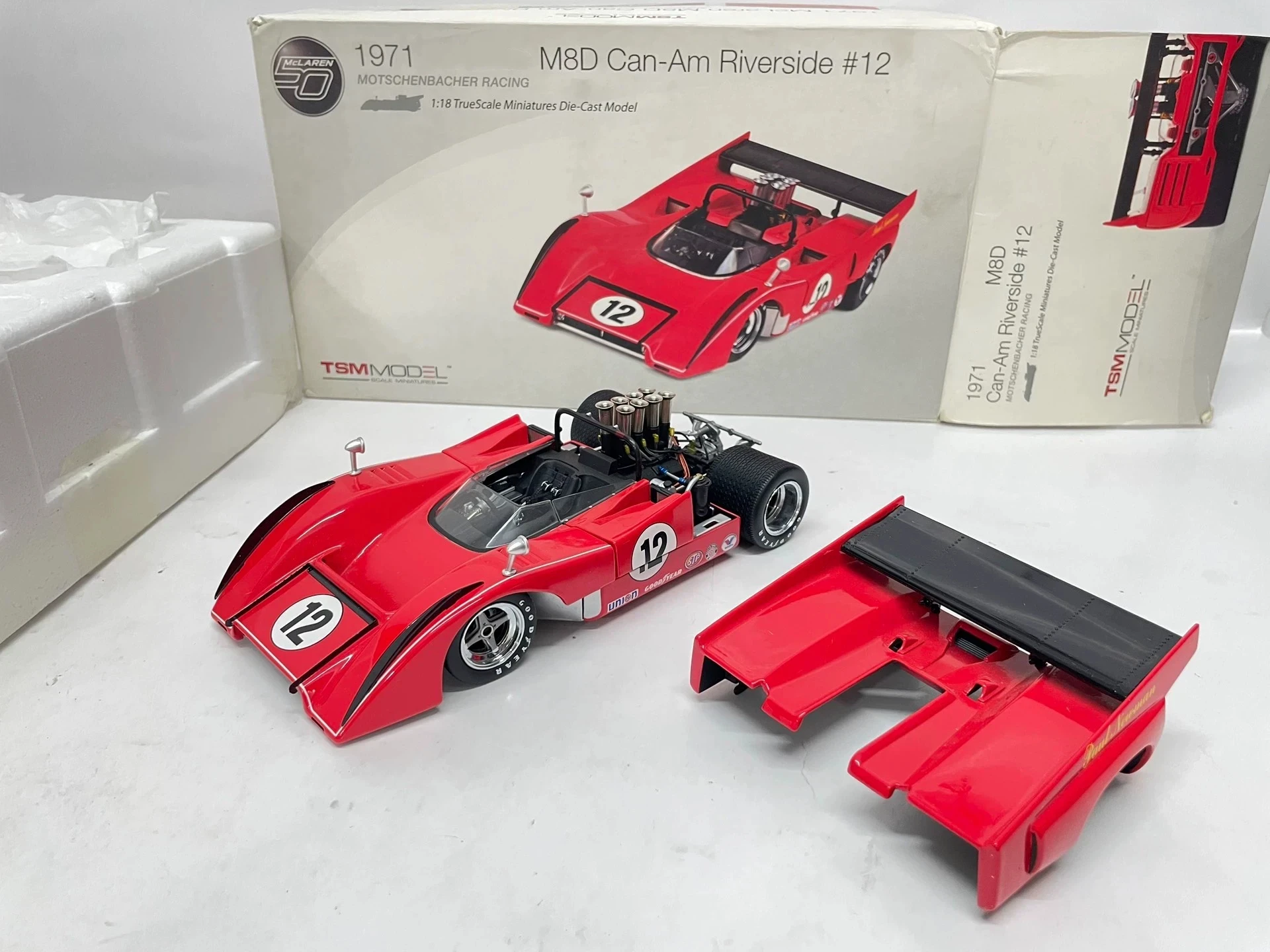 TSM 1:18 M8D Can-Am Riverside #12 1971 Simulation Limited Edition All Open Alloy Metal Static Car Model Toy Gift