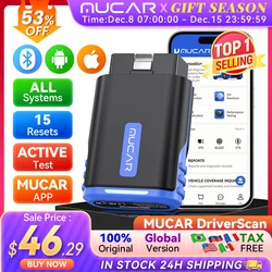 MUCAR DriverScan Bluetooth Scanner Strumento diagnostico per auto Scanner OBD2 Test attivo Sistema completo 15 Reset gratuito Miglior lettore di codici automatici