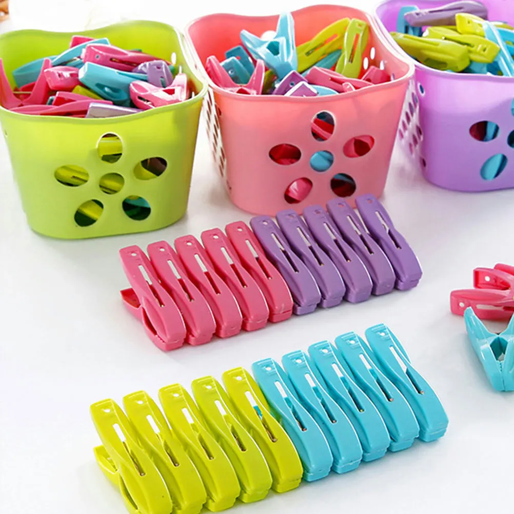 

60pcs Windproof Clothes Clips Set Plastic Sock Bra Drying Clips For Laundry Balcony Apartment Smooth Edge No-Slip Teeth