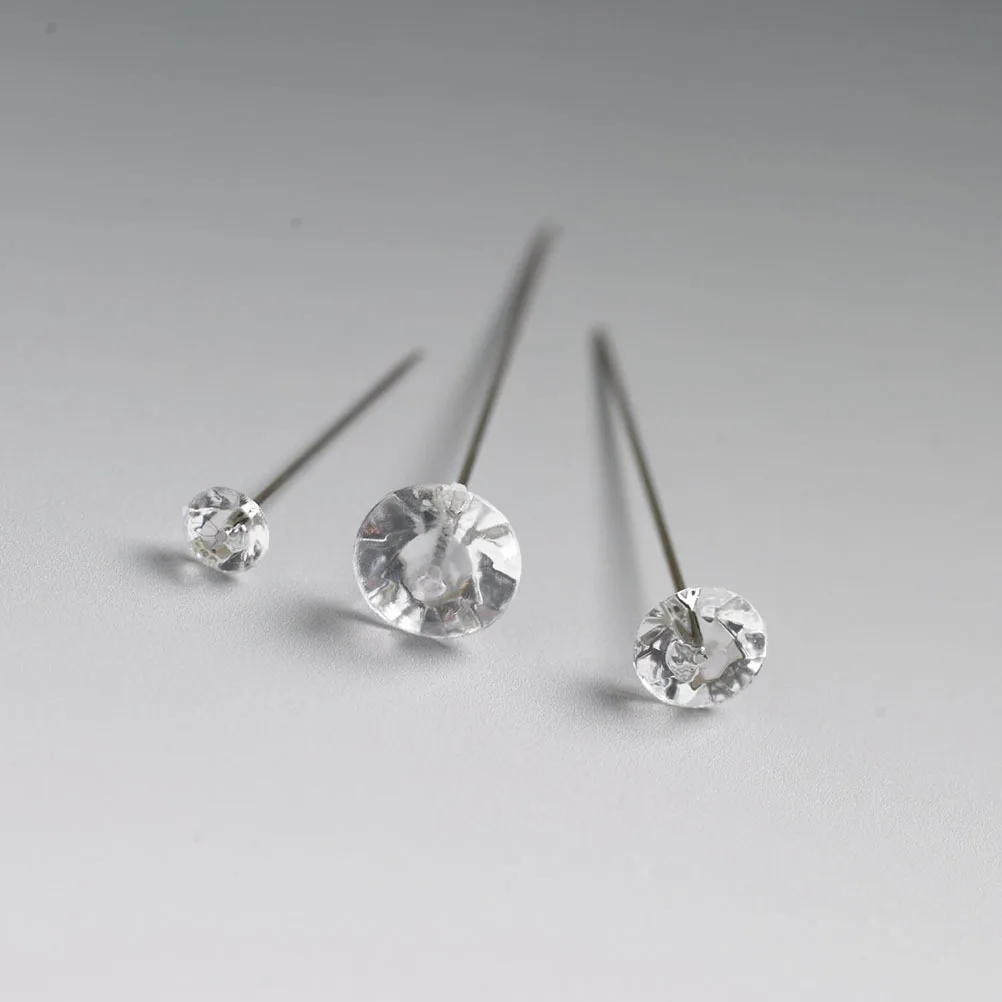 

100pcs Pearl Glitter Pins Silver Transparent 3.8*0.6Cm Wedding Buttonhole Accessories 6Mm Diamante Fastening For Bridal Bouquets