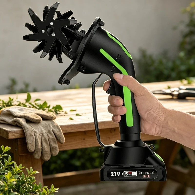 Portable Lithium Battery Wireless Mini Tiller Handheld Rechargeable Rotary Cultivator Garden Soil Loosening Weeding Tool