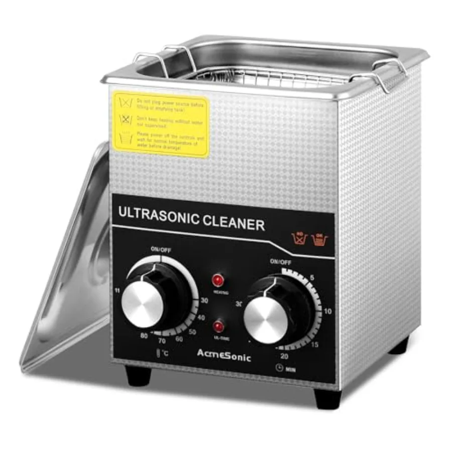 

Commercial Ultrasonic Cleaner with Knob Professional Ultrasonic Cleaner 40kHz with Heater and Timer for Tools Jewelry Watches G