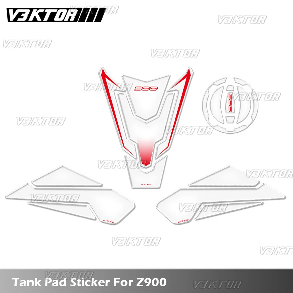 For Kawasaki Z900 Z 900 2017-2025 3D Motorcycle Transparent Fuel Tank Pad Sticker Tank Cap Decal Protector Waterproof