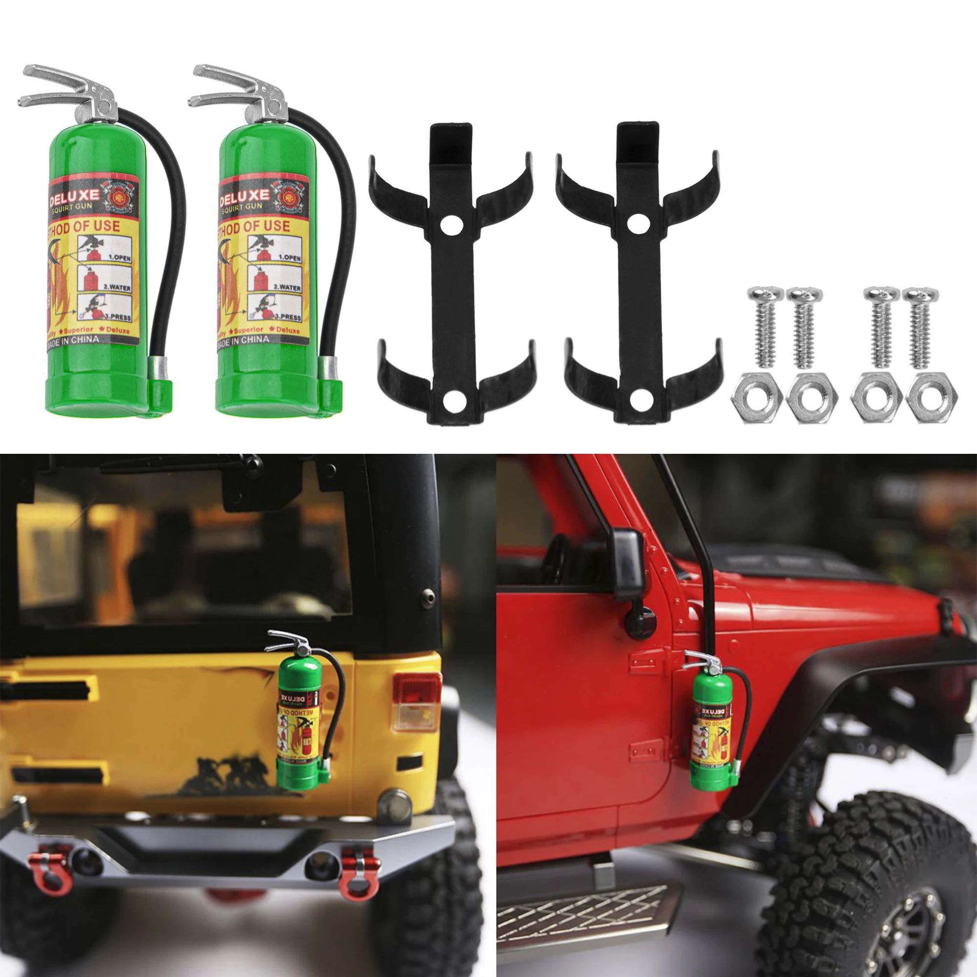 2Pack Simulazione Estintori con Adesivi Decorazione Parte per Traxxas TRX4 Axial SCX10 Tamiya CC01 D90 1/10 RC Crawler