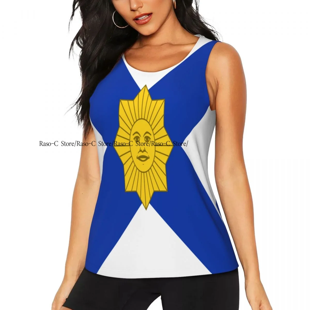 Women Fitness Sexy Yoga Vest Naval Jack Of Uruguay Gym Sports Top Tank Female