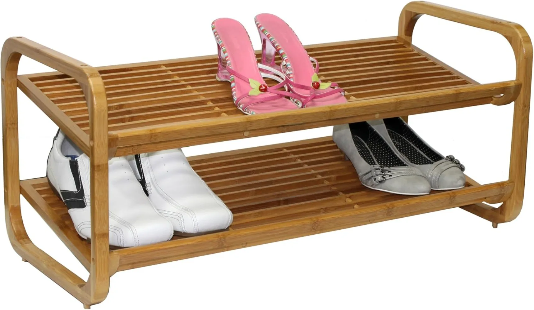 

Eco-Friendly 2-Tier Bamboo Shoe Rack - Space-Saving Design, Easy Assembly, Perfect for Entryway or Closet