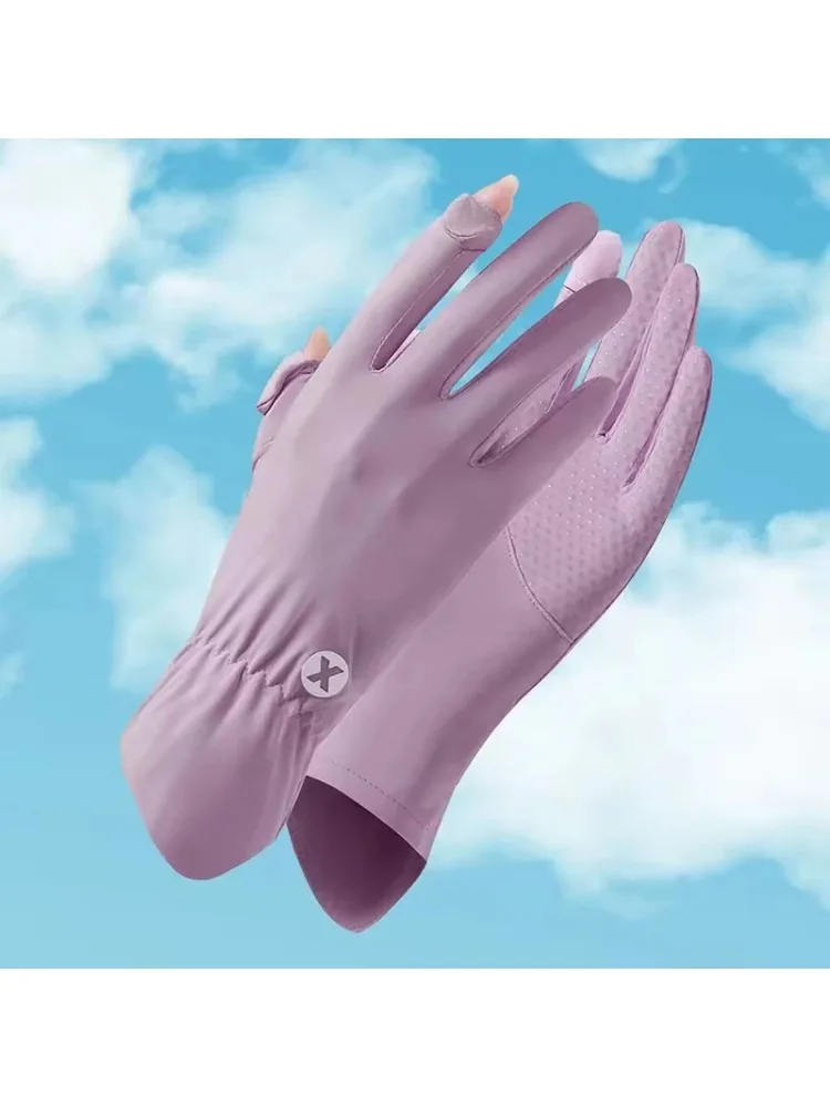 AliExpress Summer Ice Silk Cool Breathable Gloves for Outdoor Driving and Cycling UV Resistant Touch Screen Flip Elastic Protective Gloves