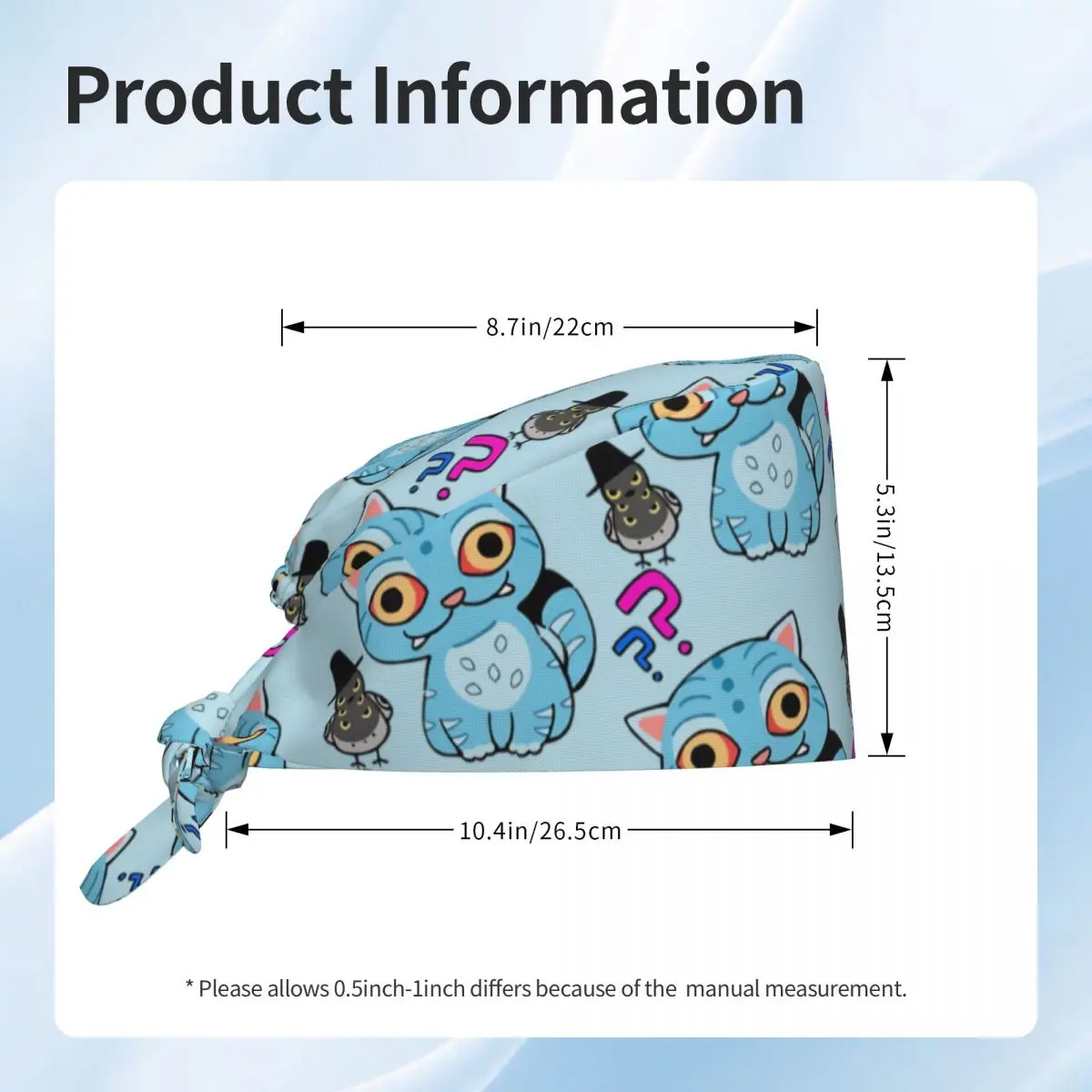 Czapka medyczna robocza KPop Demon Hunters, czapka pielęgniarska unisex damska, modna czapka medyczna z motywem niebieskiego tygrysa i ptaka, miękka, elastyczna, do długich włosów.