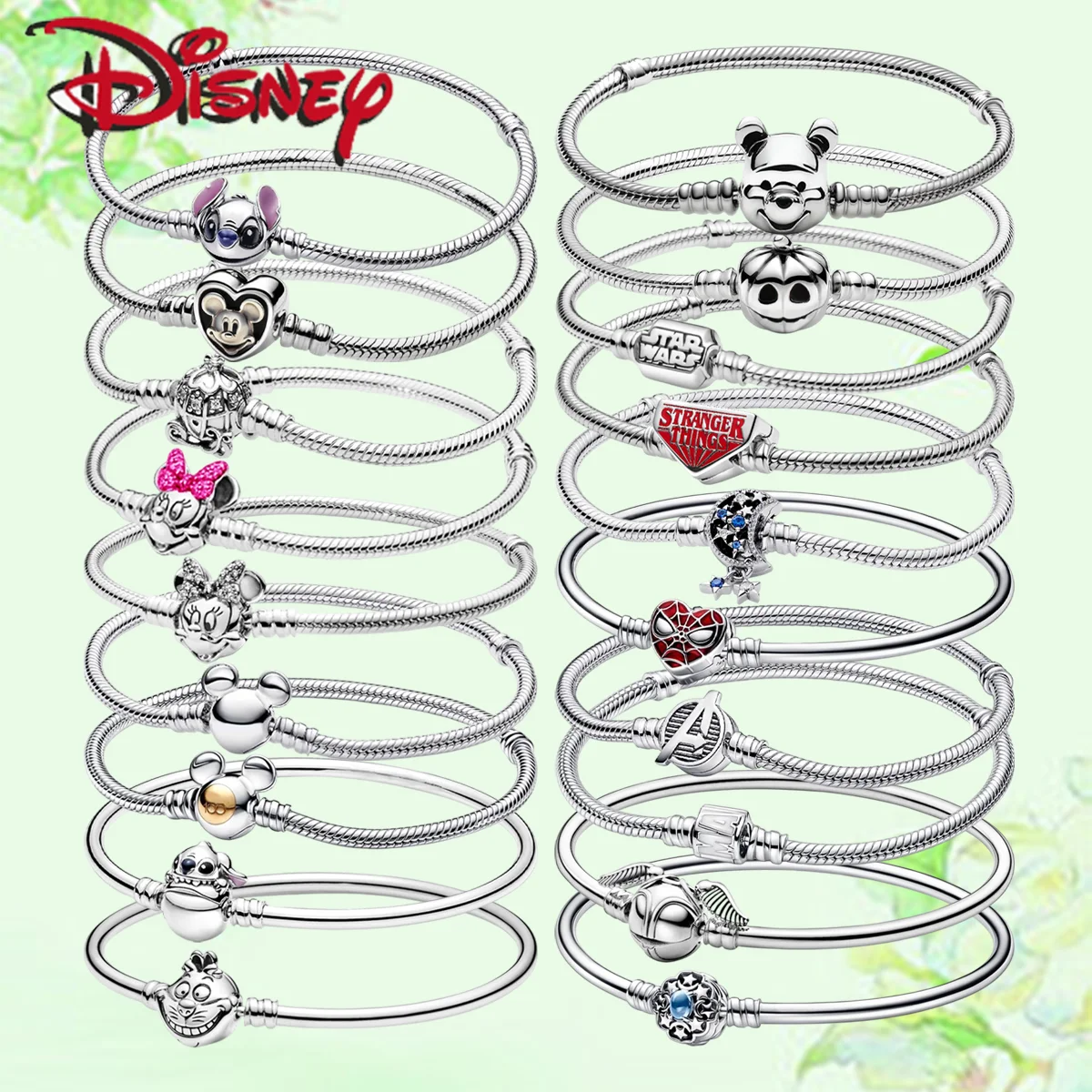 

S925 Серебряный оригинальный браслет-цепочка из змеиной кости серии Disney, подходит для самостоятельного изготовления, персонализированный браслет, женский браслет