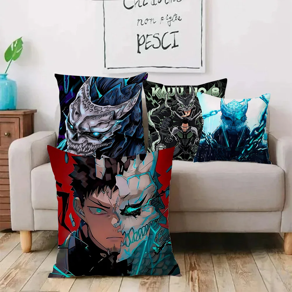 

Pillow Covers Cartoon Kaiju No. 8 Sofa Decorative Home Double-sided Printing Short Plush Cute Cushion Cover