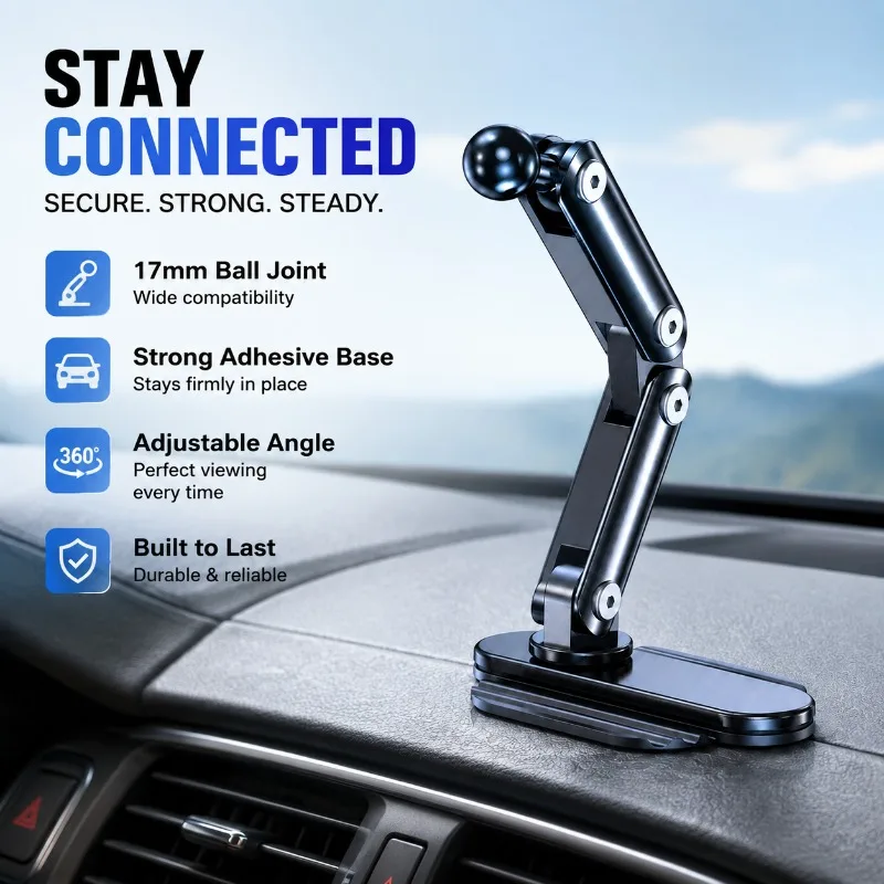 17mm Ball‑head Rotatable Car‑mount Bracket Base Adhesive Dashboard‑fixed Holder Universal  Automobile  Central‑console