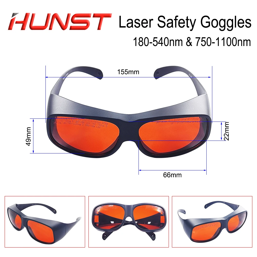 HUNST OD6+ UV Green Fiber Laser Safety Goggles Protective 355 & 532 & 1064nm Wavelength Glasses Shield Protection Eyewear.