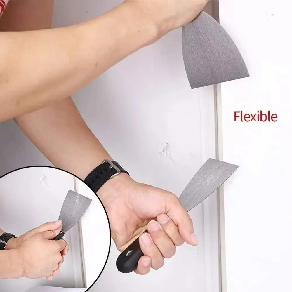 7PCS Thickened Putty Shovel Set Soft Grip Handle Carbon Steel Clean Putty Spatula 7 Sizes with Storage Bag Paint Scraper