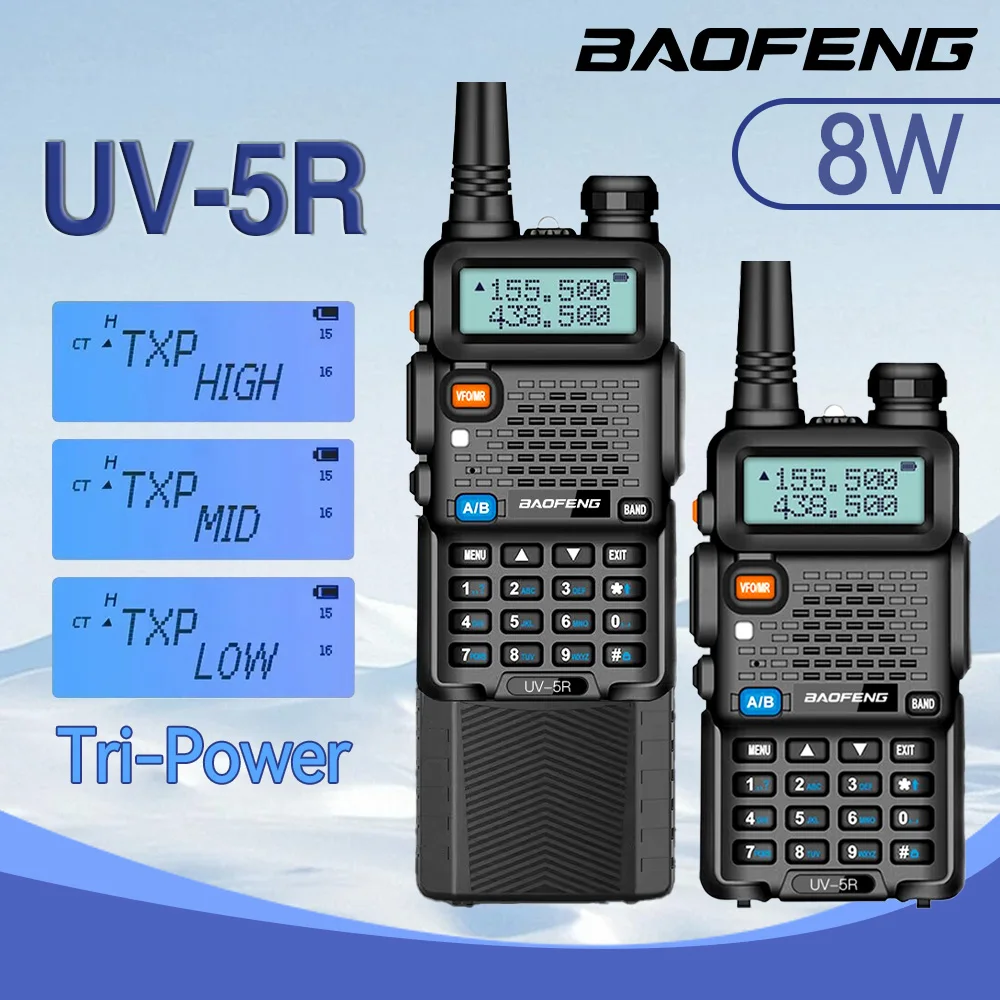 宝峰8wuv-5r-デュアルバンド-アマチュア無線機-vhf-uhf-fm-cb-128チャンネル-1800-3800mah-ポータブル-ハンディ-長距離ハンティング用-双方向無線機