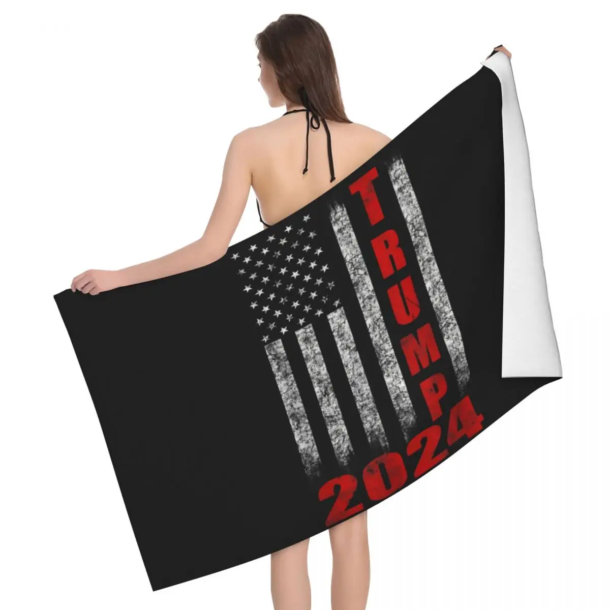 Customized Trump 2024 Quick Dry Microfiber Bath Beach Towel Absorbent America USA Flag Pool Bathroom Towels