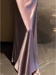 Xia Yayan High Waist Slim Mid length Satin Acetic Acid Silk Smooth Half Skirt New Wrapped Hip Fish Tail A-line Long Skirt XNN9