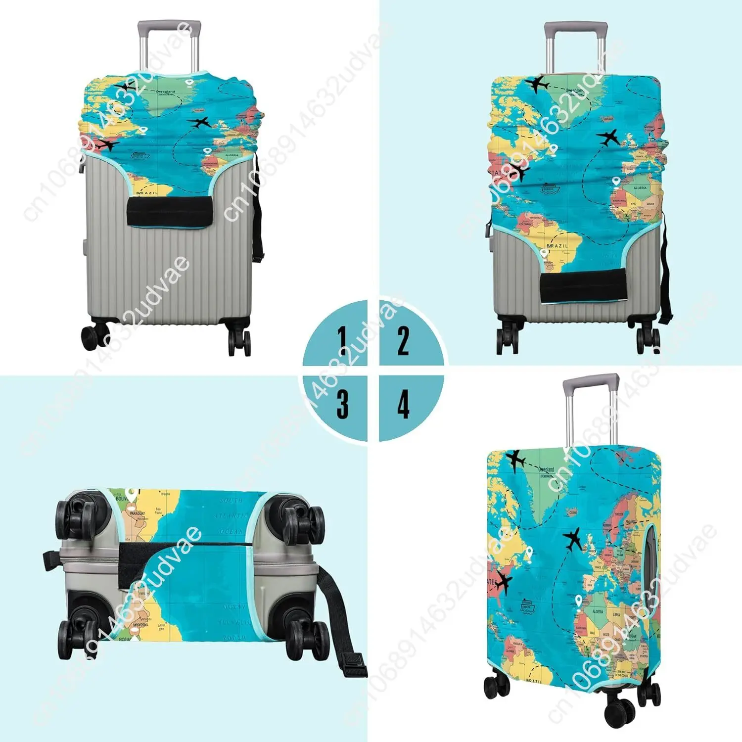 Flight Map Navigation Travel Luggage Cover Suitcase Protector Fits Wheel Covers PatternedTravel Related Items Luggage Protector