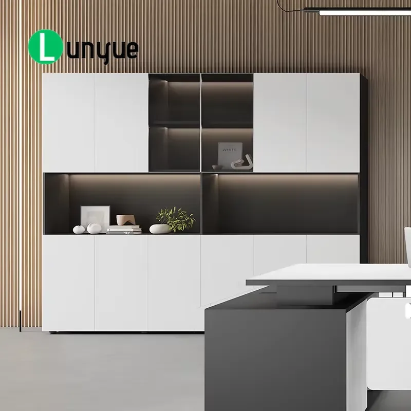 Modern White Melamine Wood Modular Bookcase Office Furniture File Storage Cabinet for Home Study Room Space Saving Durable