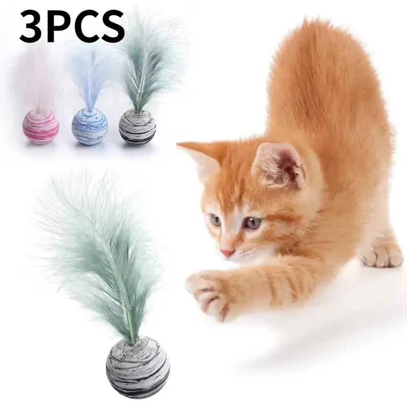 Cat toy Ball Feather Funny Cat Toy Star Ball Plus Feather Foam Ball Throwing Toys Interactive Plush Toys Pet Supplies katten toy