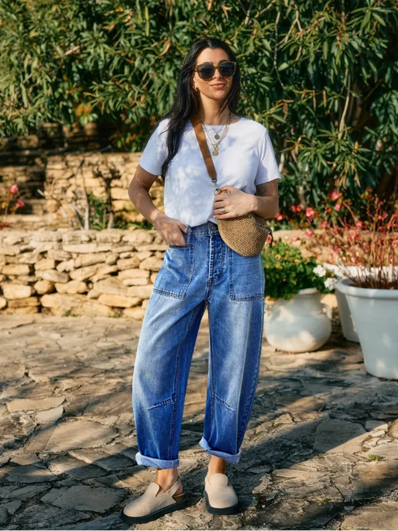 女性用ミッドウエストのファッショナブルなカジュアルブルージーンズ、多用途、カフスデザイン、オールシーズン対応、クリアランスセール、秋新作